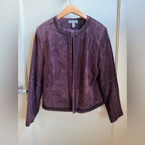 Kate Hill Women's Suede Jacket in Plum Size 14